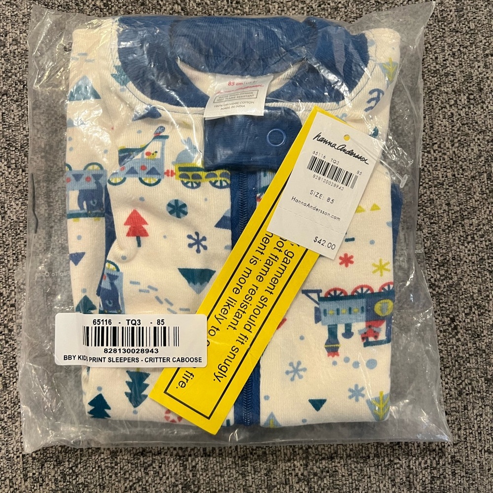NWT Hanna Andersson Critter Caboose Sleeper PJs size 85